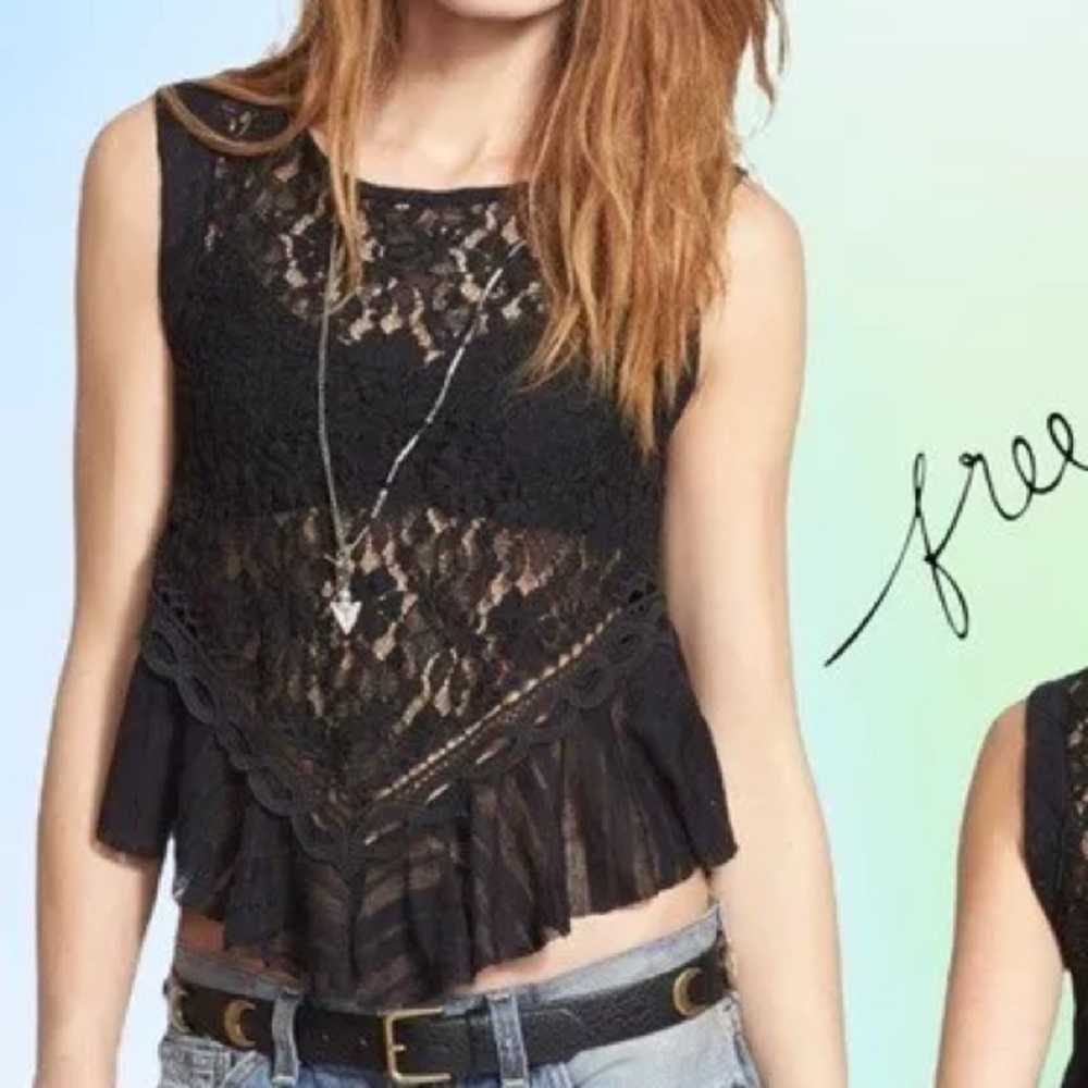 Free people black lace top